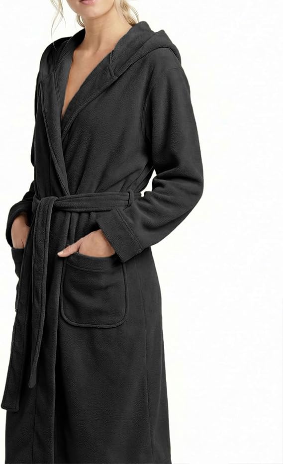 Women's Hooded Plush Fleece Bathrobe