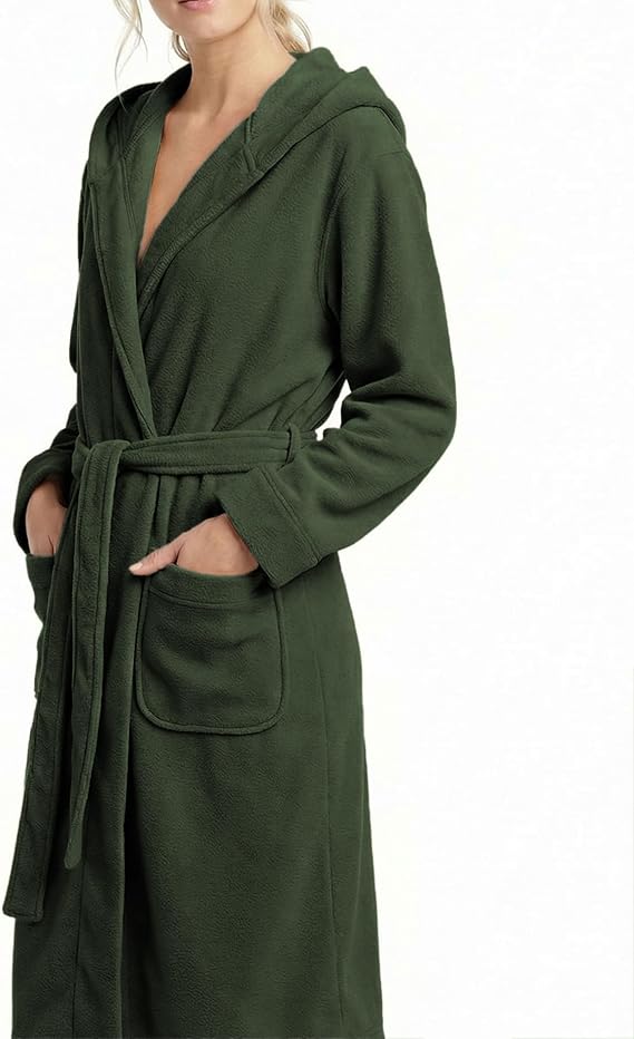 Women's Hooded Plush Fleece Bathrobe