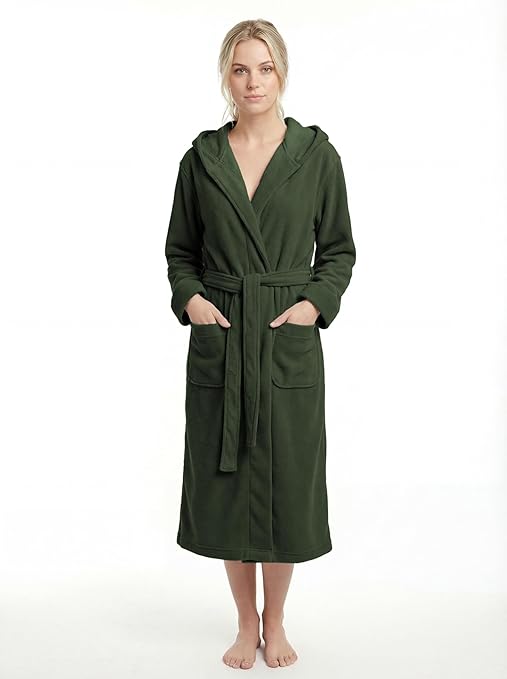 Women's Hooded Plush Fleece Bathrobe