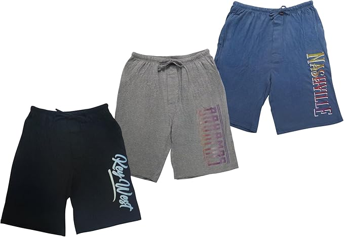 Men's Soft & Light Cotton Drawstring Yoga Lounge & Sleep Jam Shorts/Jersey Shorts with Pockets (3 Pack)