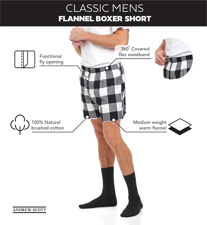 Men's Cotton Flannel Super-Soft Woven Boxer Shorts