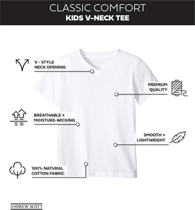 Boys' V Neck Cotton T Shirt