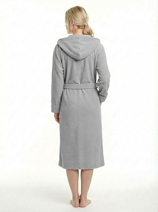 Women's Hooded Plush Fleece Bathrobe