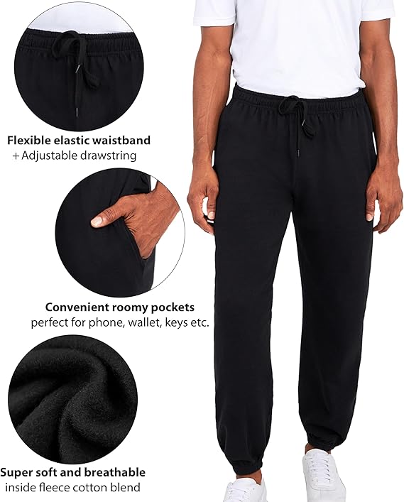 Men's Fleece Jogger Pants Athletic Loose-fit Sweatpants