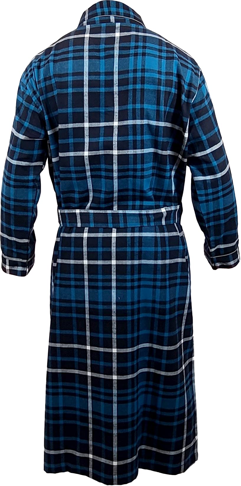 Mens' Full Length House Robe Cotton Flannel Brush Plaid