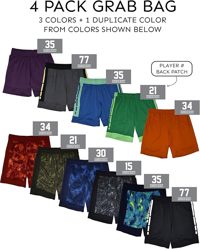 Boys Active Performance & Mesh Style Basketball Sport Shorts