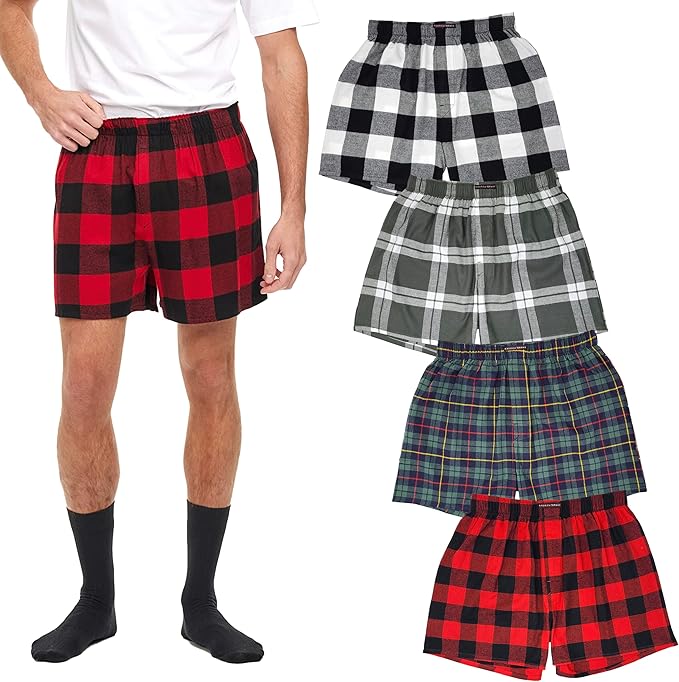 Men's Cotton Flannel Super-Soft Woven Boxer Shorts