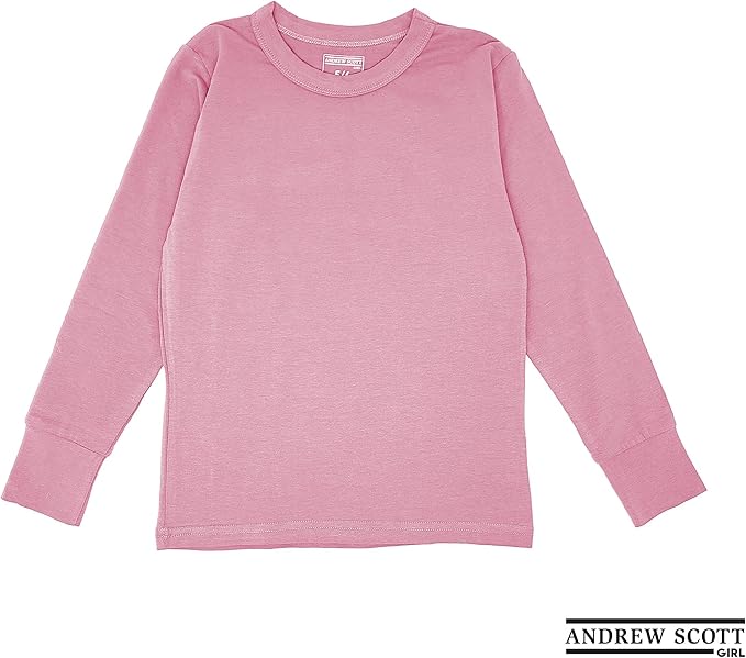 Girls Long Sleeve Performance Tops, All Season Natural Cotton Stretch Color T Shirts