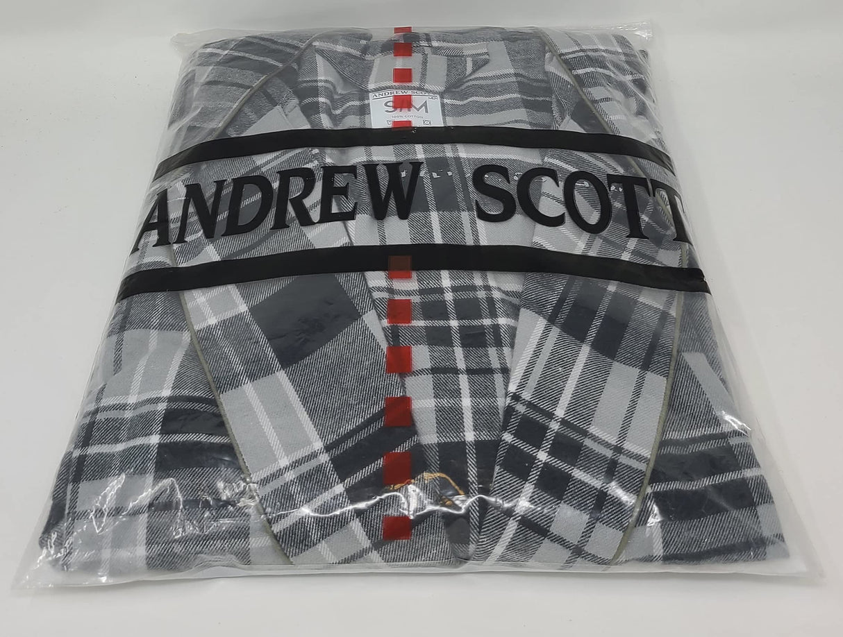 Mens' Full Length House Robe Cotton Flannel Brush Plaid