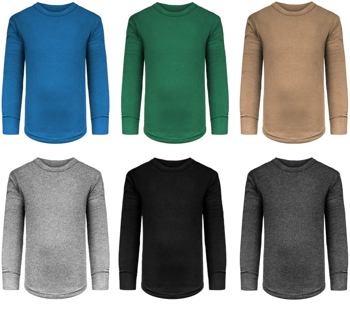 Boys Long Sleeve Cotton Base Layer Stretch Performace Tops