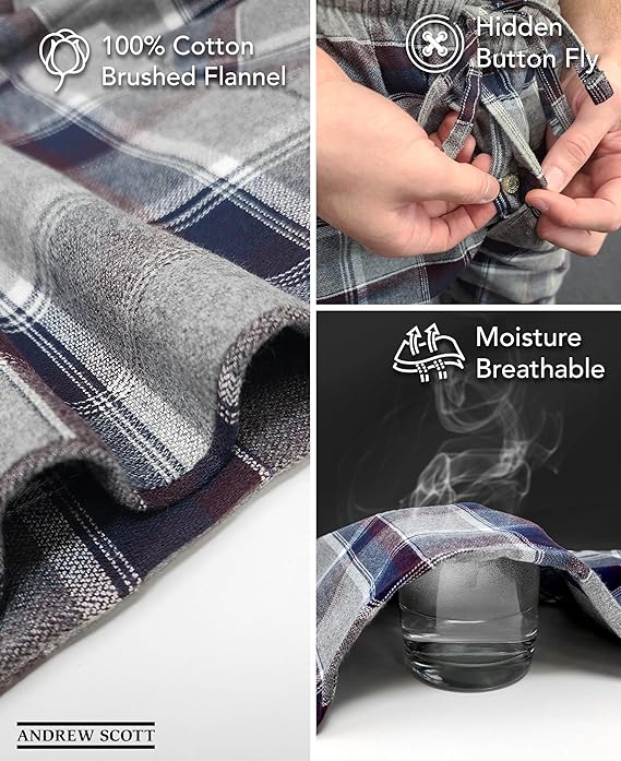 Men's Cotton Super Soft Flannel Plaid Pajama Pants