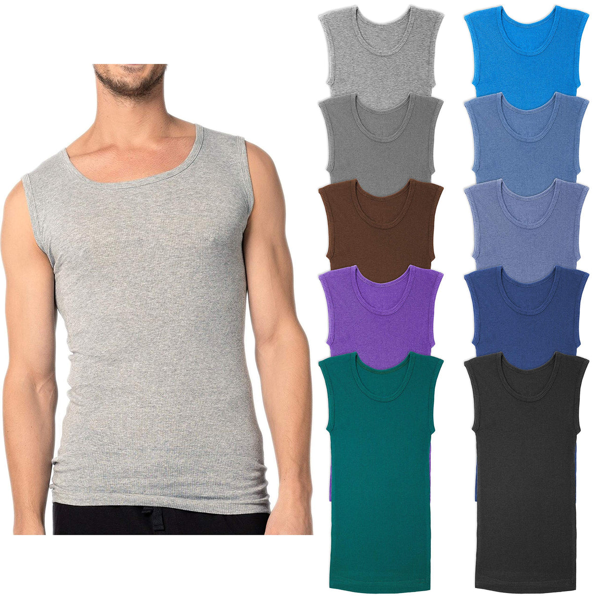 Men's Sleeveless Crew Cotton Muscle Tanks
