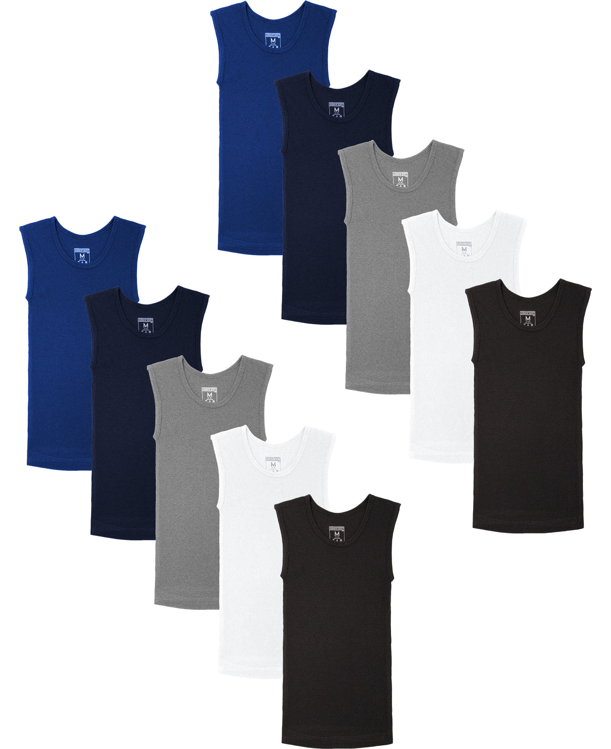 Boy's Muscle Tank Top, Cotton, Color Sleeveless Crew Neck Undershirts