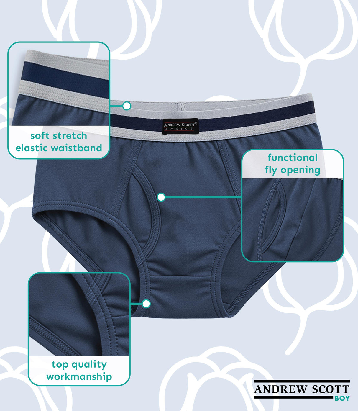Cotton Underwear Briefs for Toddlers and Big Boys