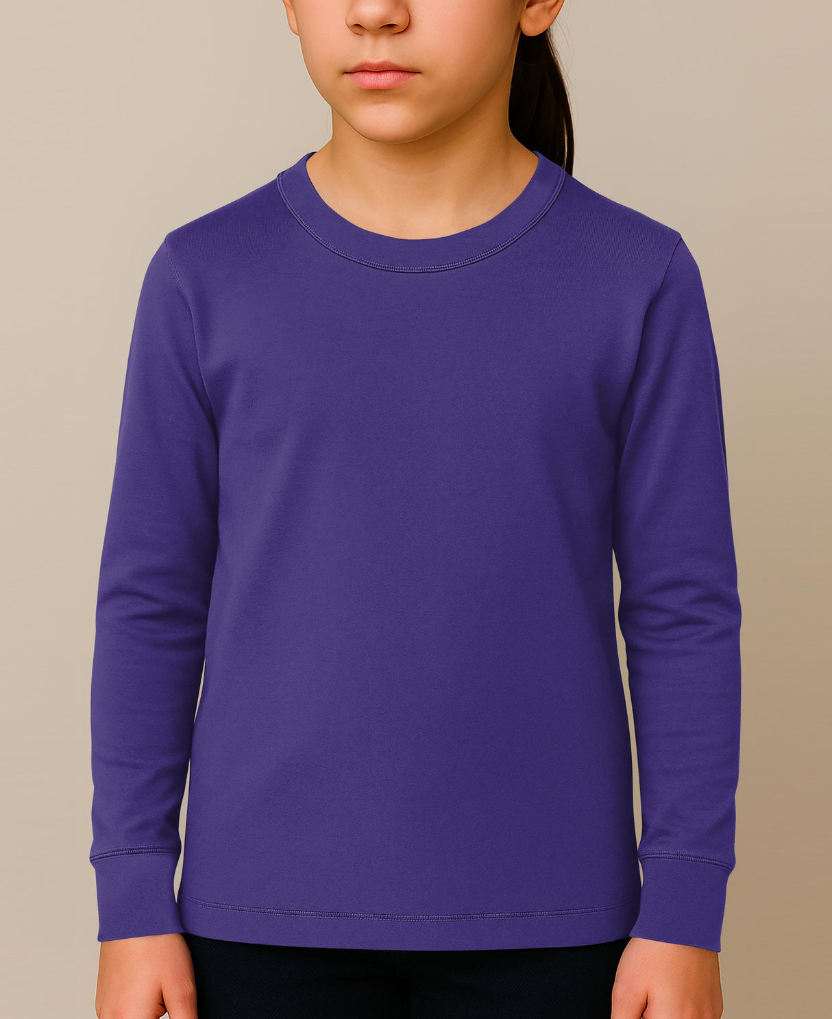 Girls Long Sleeve Performance Tops, All Season Natural Cotton Stretch Color T Shirts