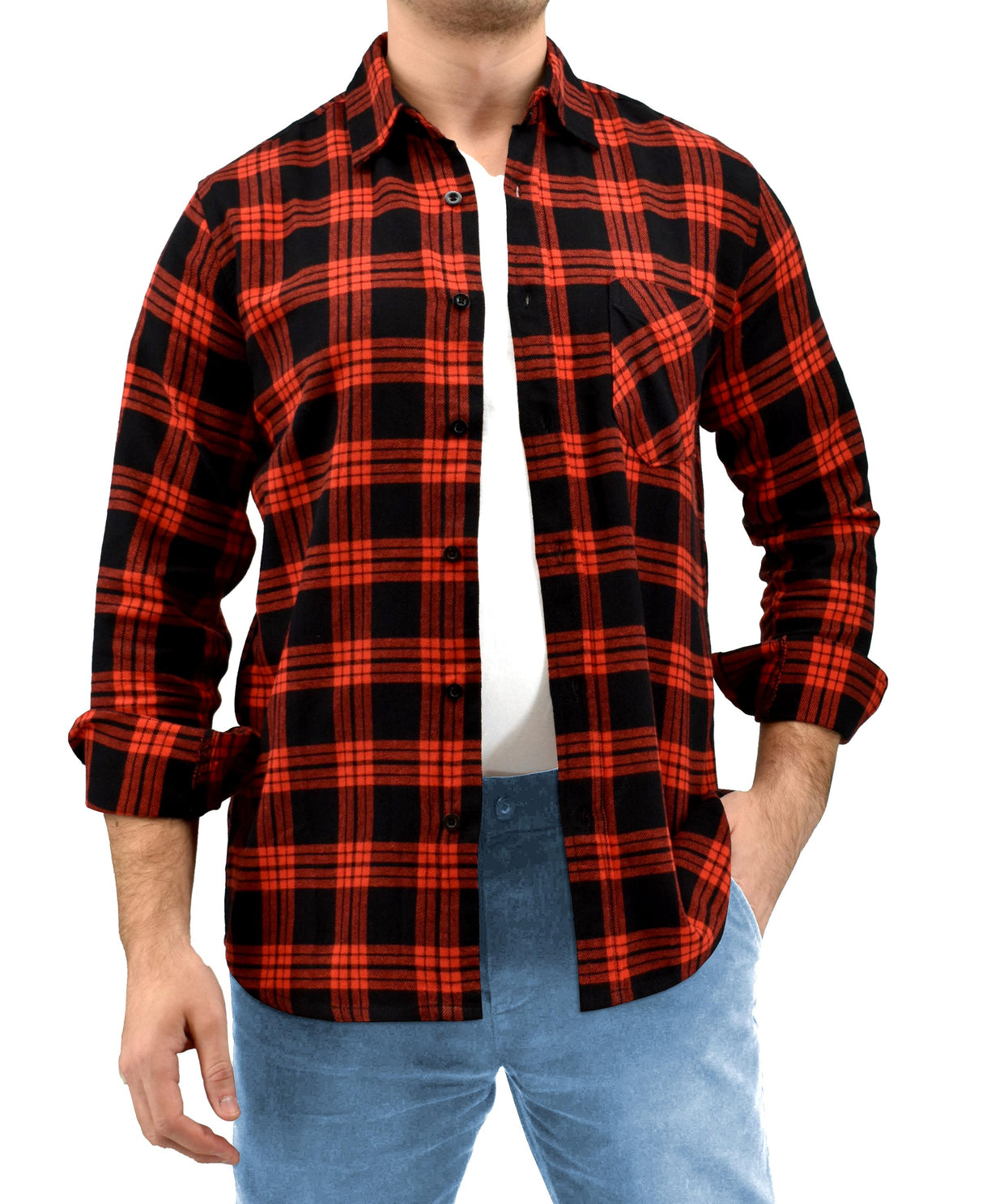Men's Button Down Regular Fit Long Sleeve Plaid Flannel Casual Shirts