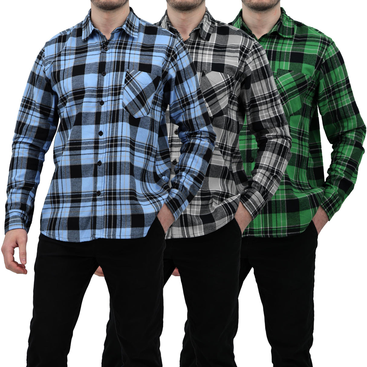 Men's Button Down Regular Fit Long Sleeve Plaid Flannel Casual Shirts