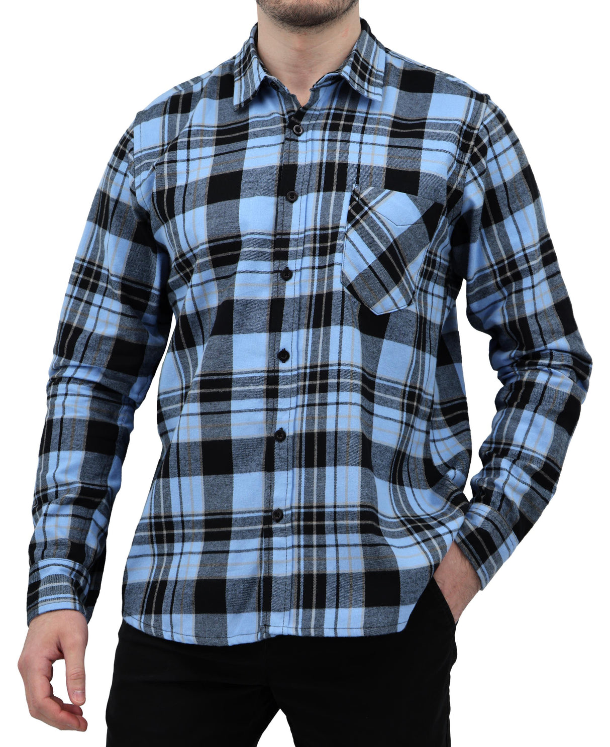 Men's Button Down Regular Fit Long Sleeve Plaid Flannel Casual Shirts