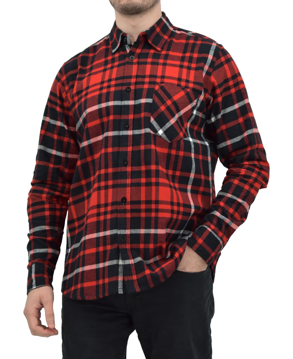 Men's Button Down Regular Fit Long Sleeve Plaid Flannel Casual Shirts