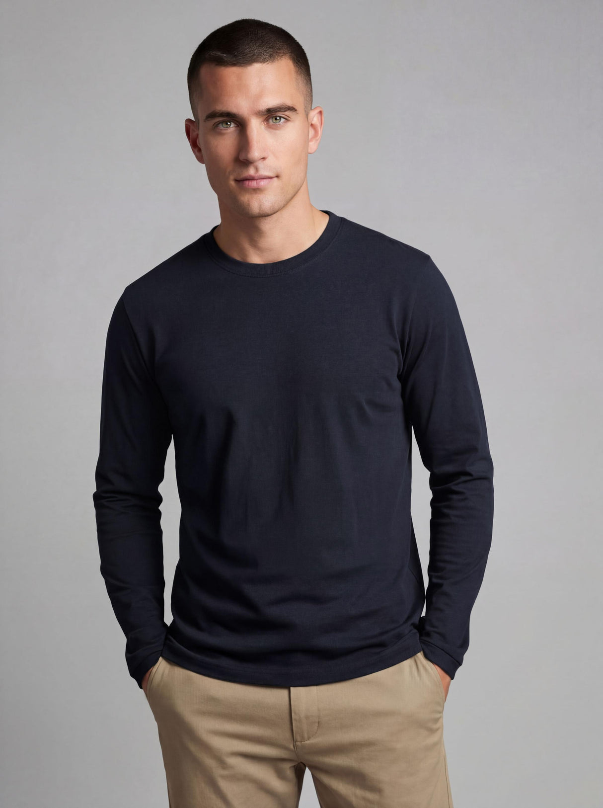 Men's Midweight Cotton Long-Sleeve Crewneck
