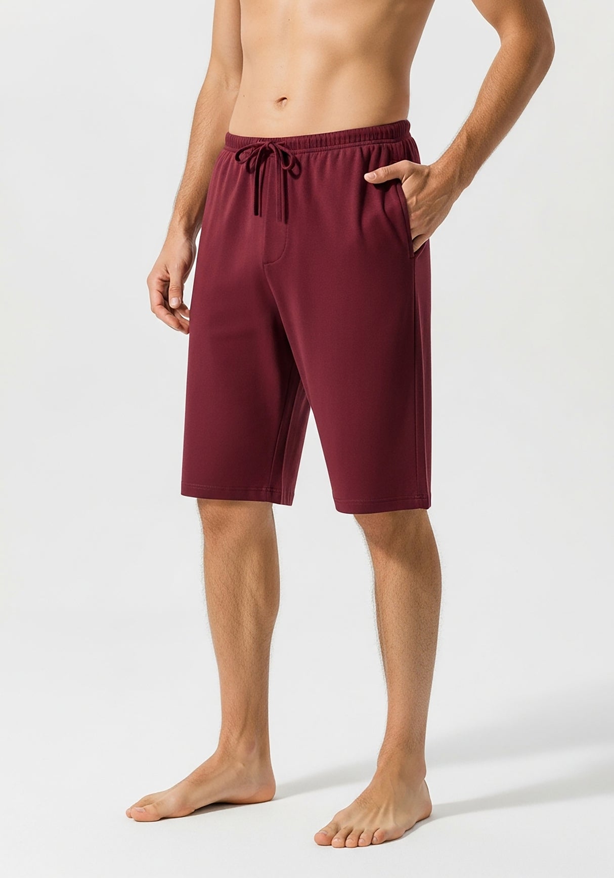 Men's Soft & Light Cotton Drawstring Yoga Lounge & Sleep Jam Shorts/Jersey Shorts with Pockets (3 Pack)