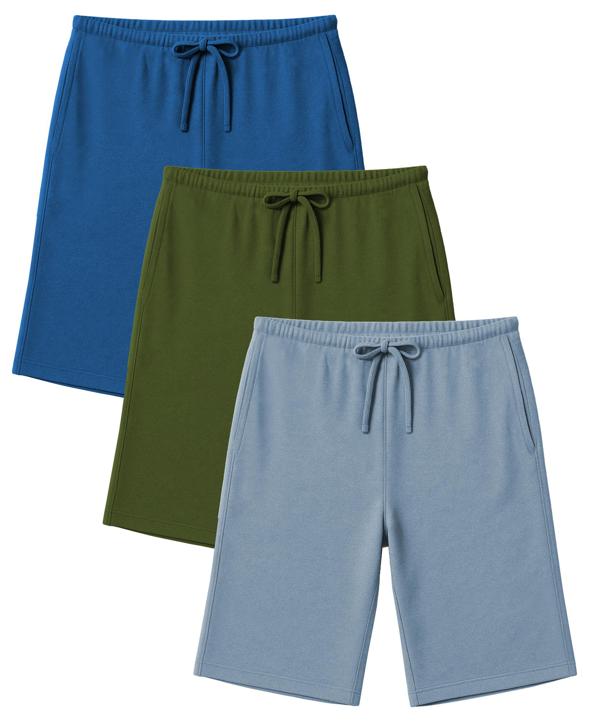Men's Soft & Light Cotton Drawstring Yoga Lounge & Sleep Jam Shorts/Jersey Shorts with Pockets (3 Pack)