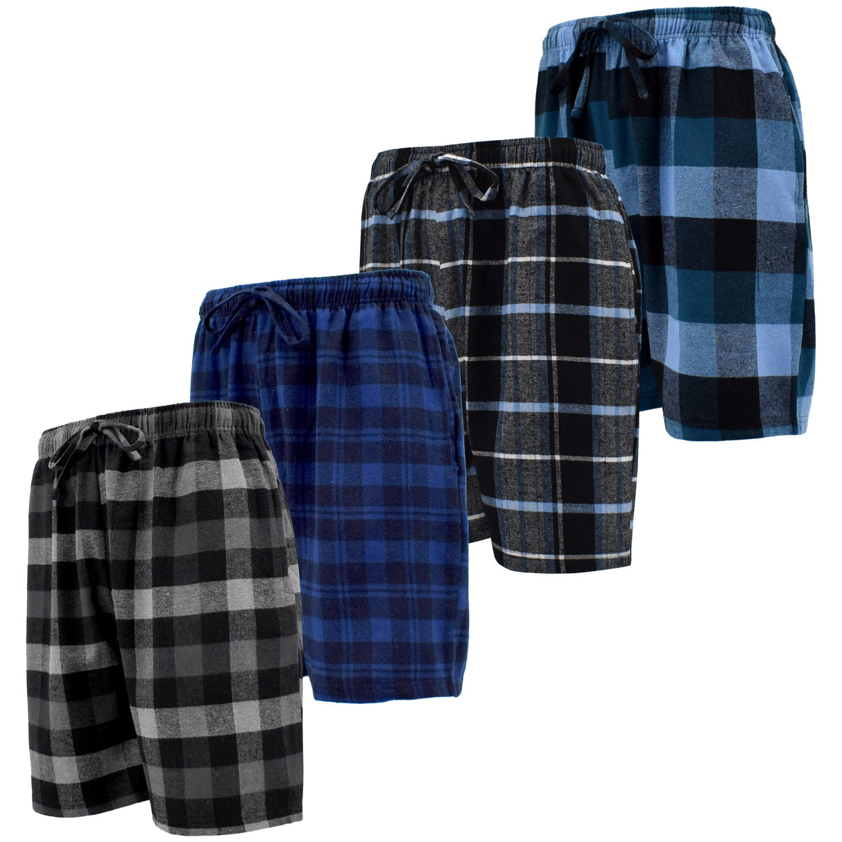 Men's Cotton Flannel Knee Length Boxer Sleep Shortswith Drawstring & Pockets