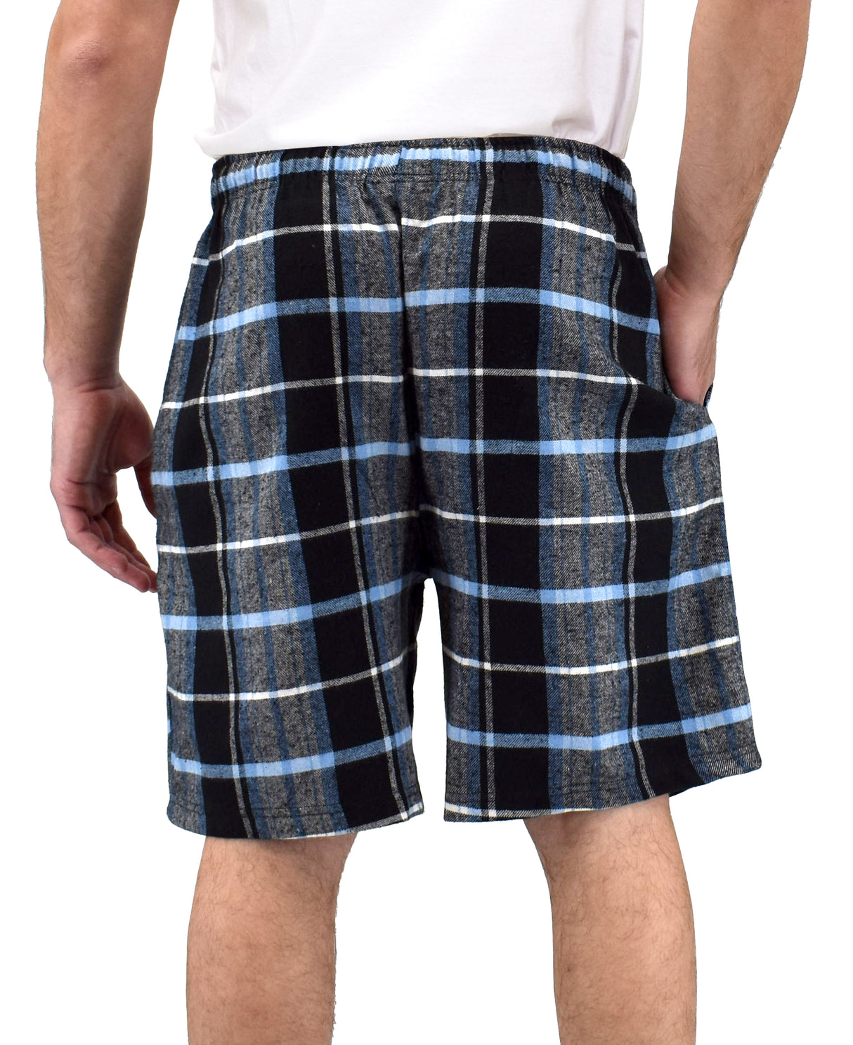 Men's Cotton Flannel Knee Length Boxer Sleep Shortswith Drawstring & Pockets