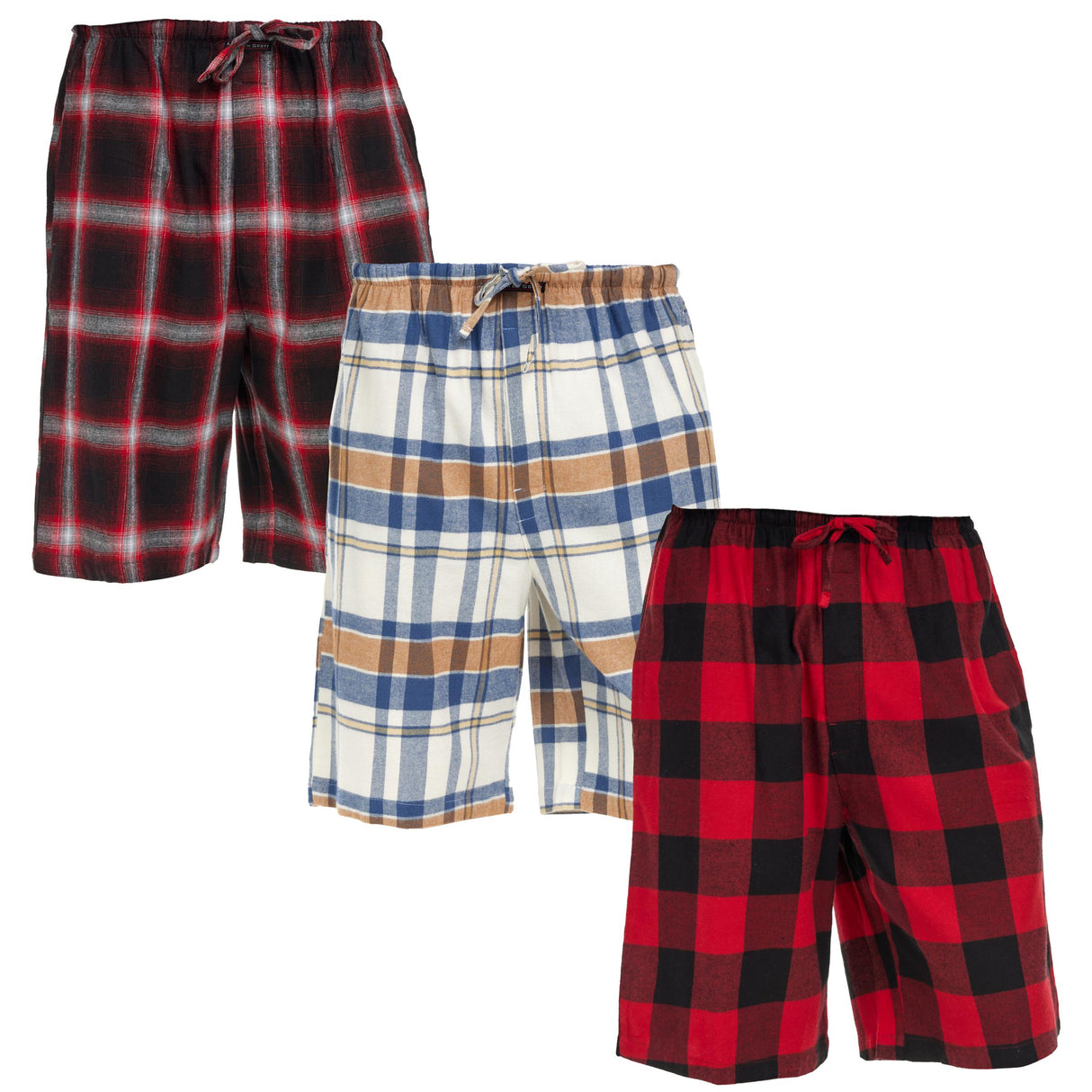 Men's Cotton Flannel Soft Woven Pajama/Lounge Sleep PJ Shorts (MultiPacks)
