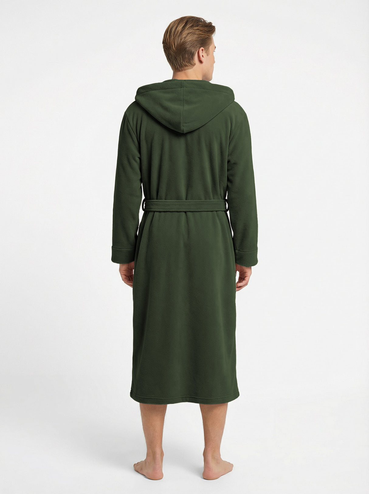Men's Hooded Plush Fleece Bathrobe