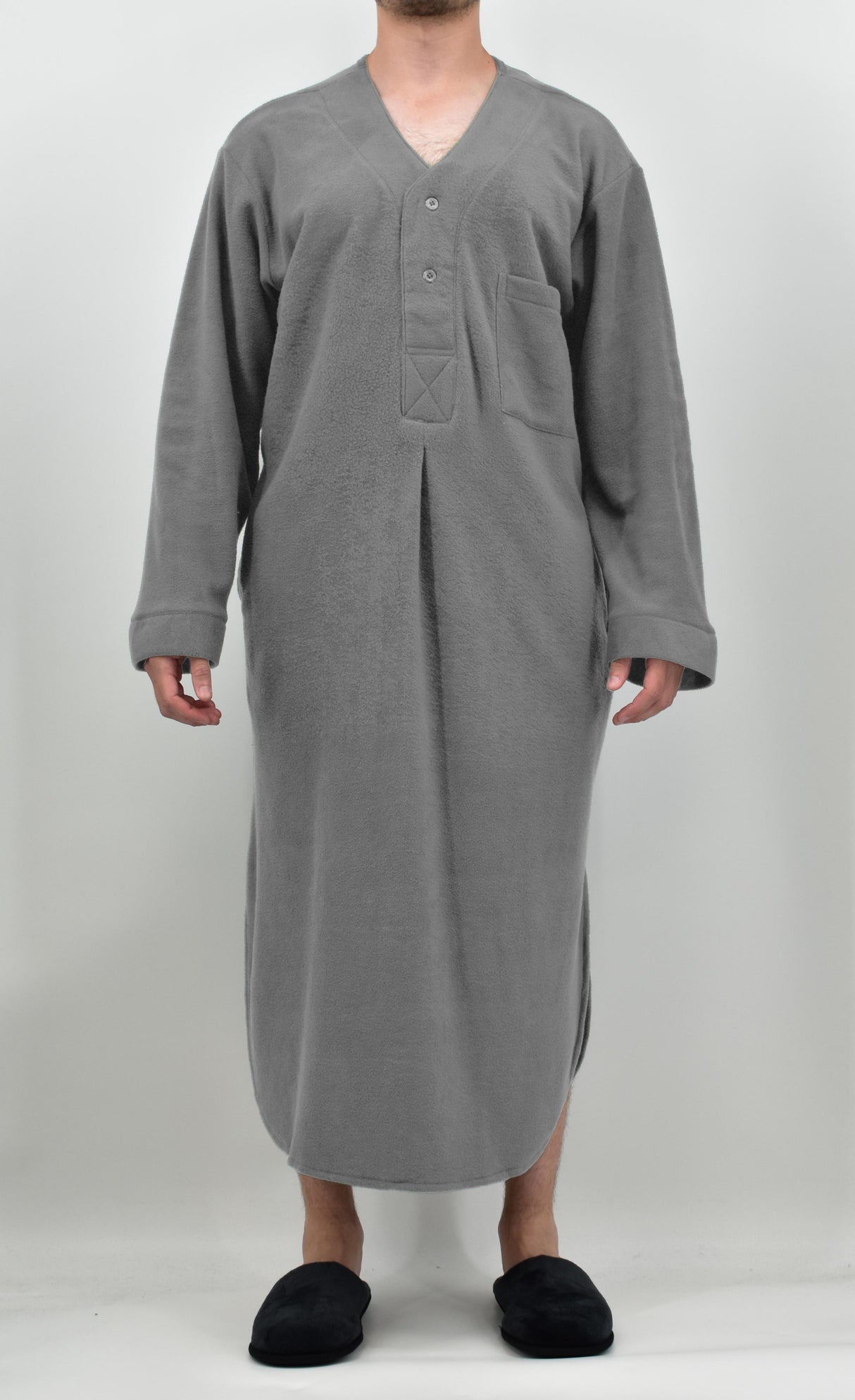 Men's Plush Polar Fleece Long Nightshirt
