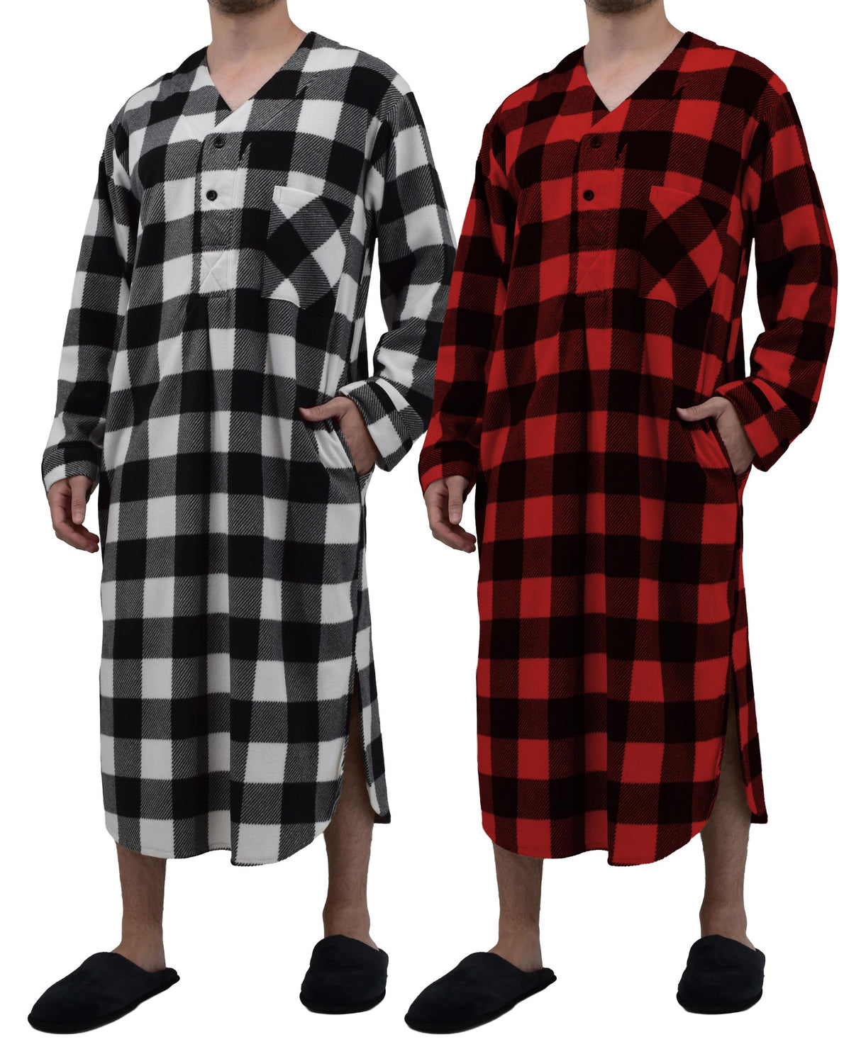 Men's Plush Polar Fleece Long Nightshirt
