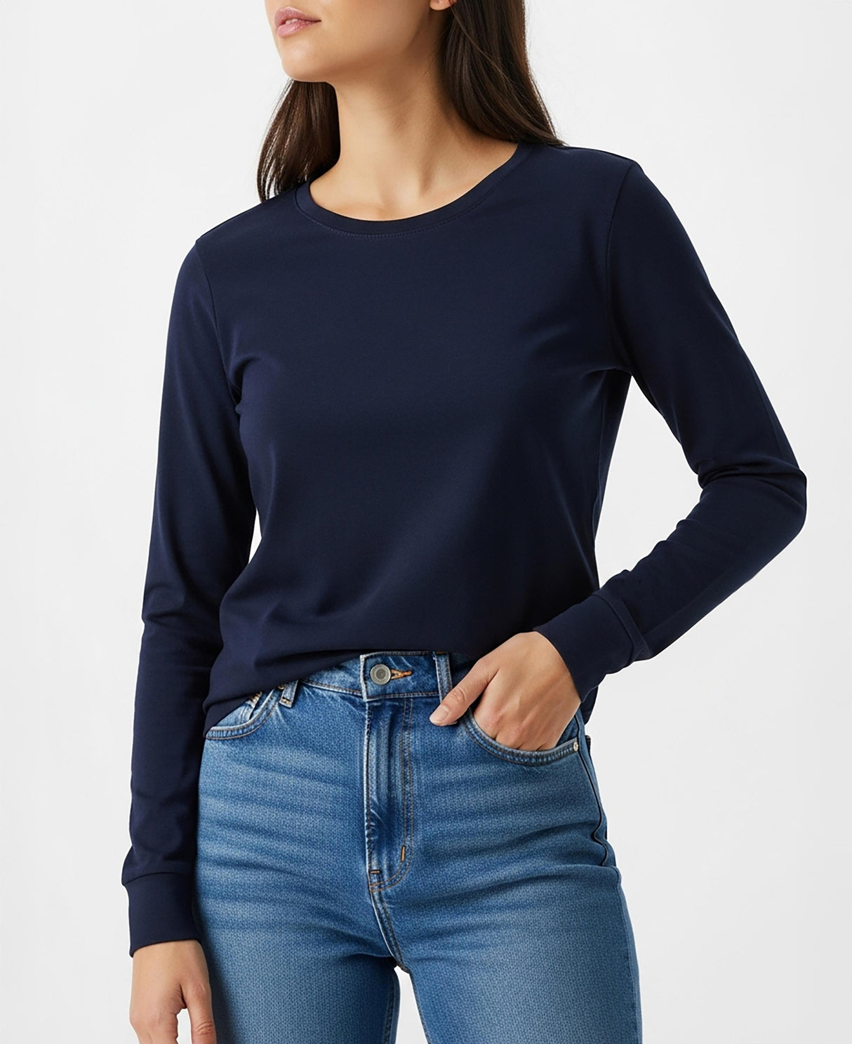 Womens' Long Sleeve 100% Cotton T Shirt All Season Crew Neck Base Layer Tops