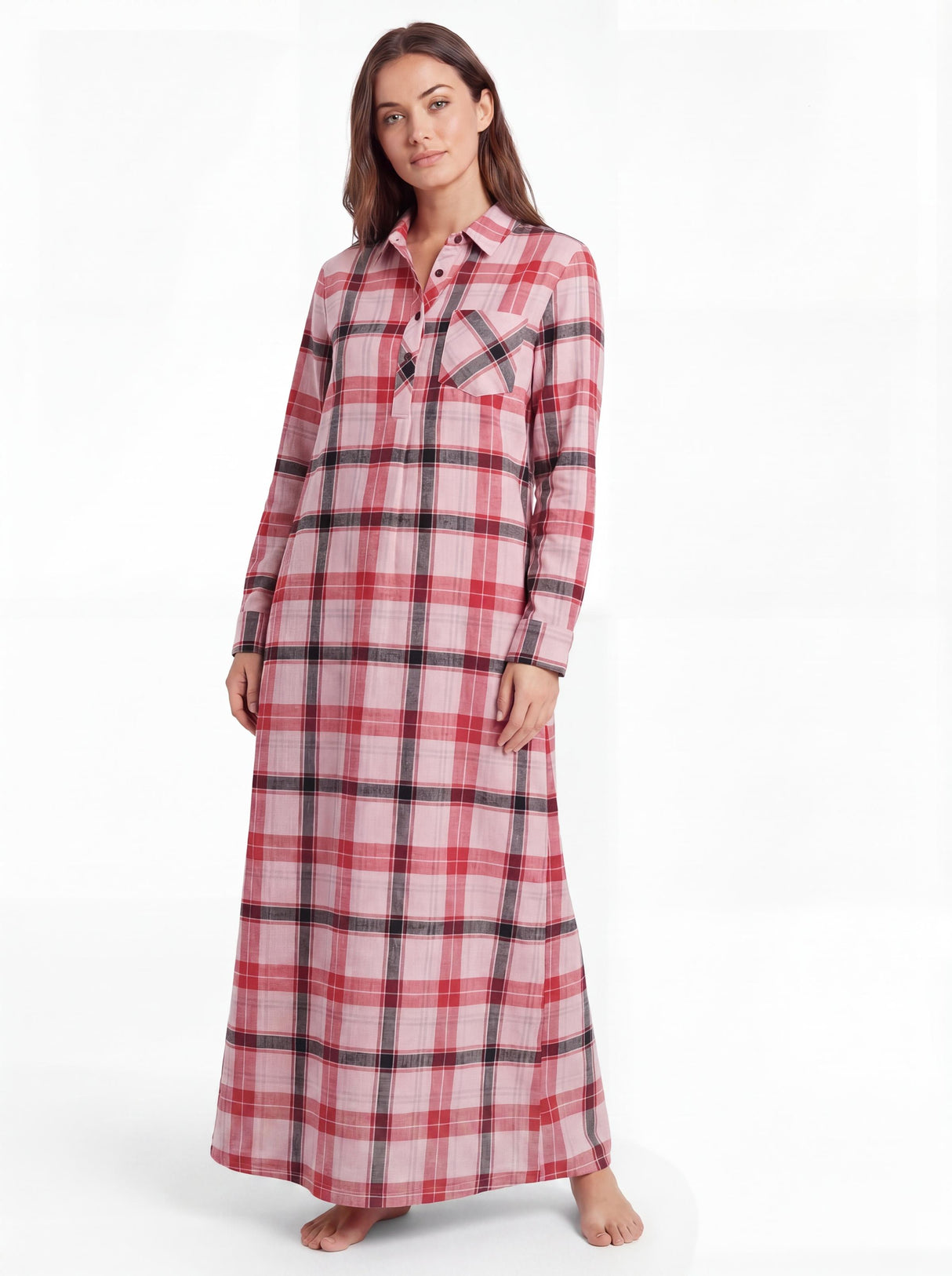 Women's Cotton Flannel Long Nightshirt