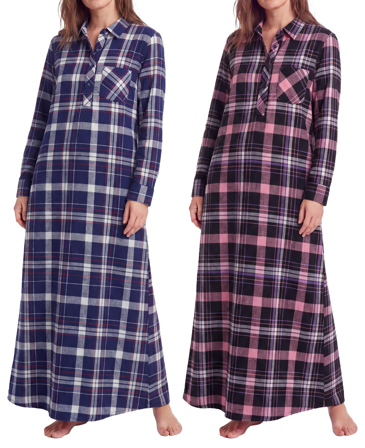 Women's Cotton Flannel Long Nightshirt