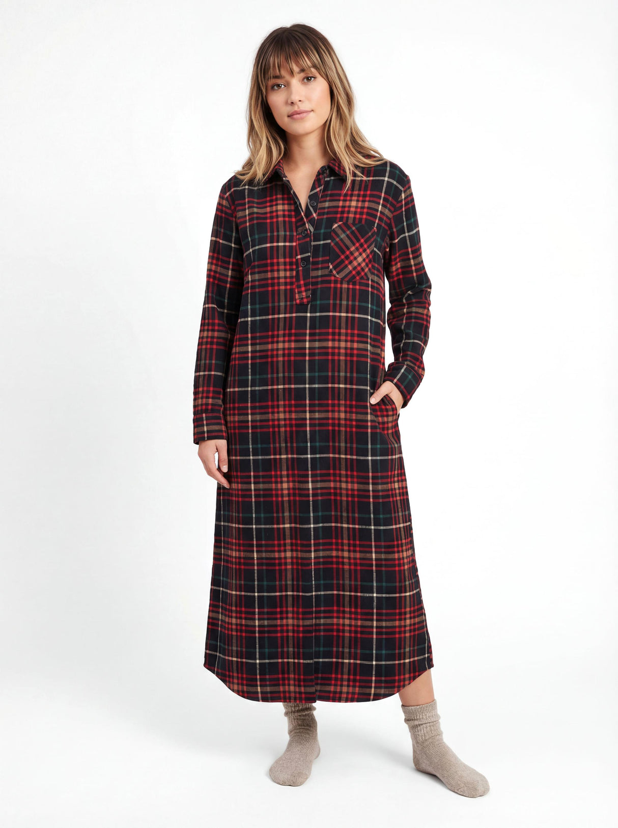 Women's Cotton Flannel Long Nightshirt