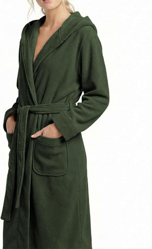 Women's Hooded Plush Fleece Bathrobe