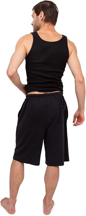 Men's Soft & Light Cotton Drawstring Yoga Lounge & Sleep Jam Shorts/Jersey Shorts with Pockets (3 Pack)
