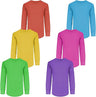 Girls Long Sleeve Performance Tops, All Season Natural Cotton Stretch Color T Shirts