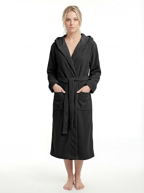 Women's Hooded Plush Fleece Bathrobe