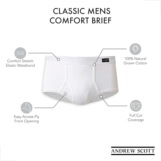 Men's Soft and Breathable Cotton Briefs with Comfort Waistband