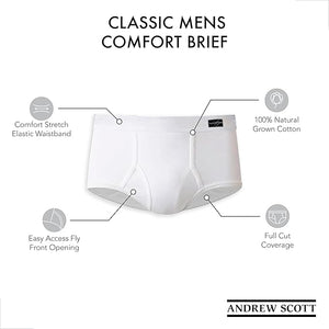 Men's Soft and Breathable Cotton Briefs with Comfort Waistband