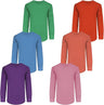 Girls Long Sleeve Performance Tops, All Season Natural Cotton Stretch Color T Shirts