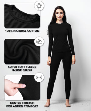 Women's 100% Cotton Base Layer Thermal Tops