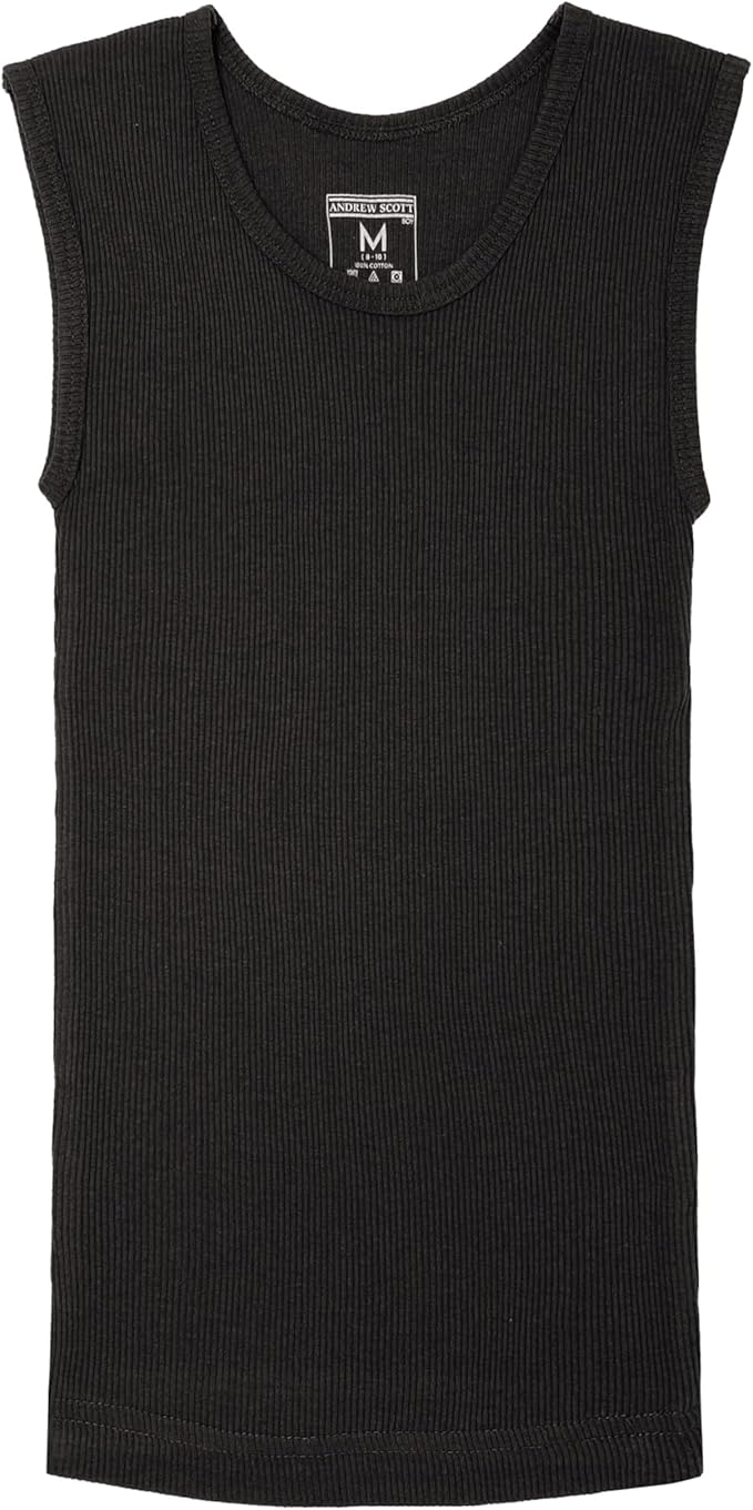 Boy's Muscle Tank Top, Cotton, Color Sleeveless Crew Neck Undershirts