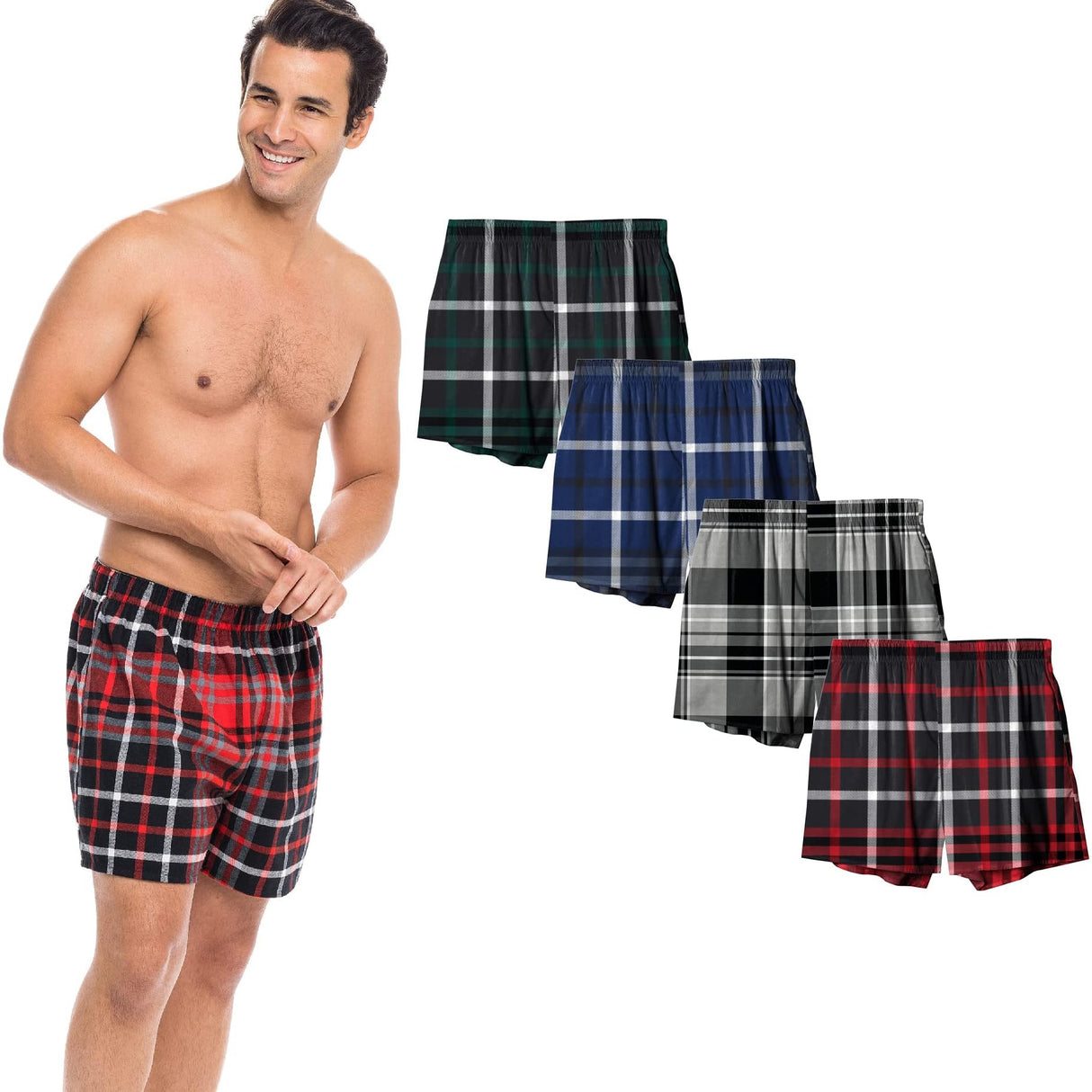Men's Cotton Flannel Super-Soft Woven Boxer Shorts