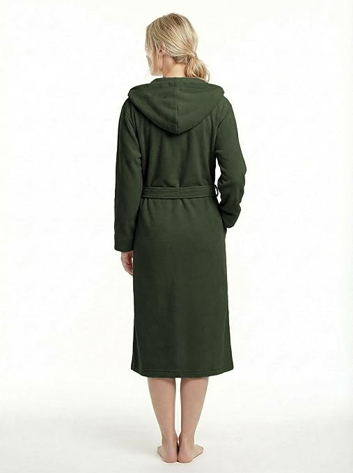 Women's Hooded Plush Fleece Bathrobe