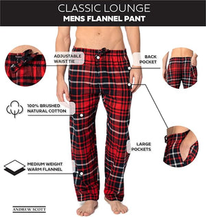 Men's Cotton Super Soft Flannel Plaid Pajama Pants