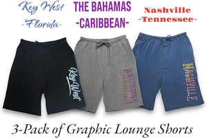 Men's Soft & Light Cotton Drawstring Yoga Lounge & Sleep Jam Shorts/Jersey Shorts with Pockets (3 Pack)
