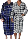 Mens' Full Length House Robe Cotton Flannel Brush Plaid